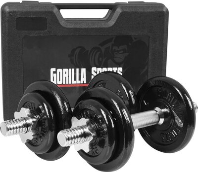 gorillasports gewichten met koffer
