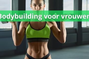 Een vrouwelijke bodybuildster traint met gewichten