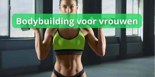 Een vrouwelijke bodybuildster traint met gewichten
