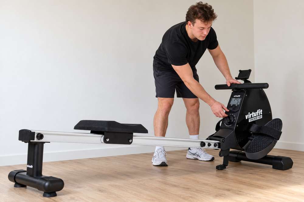 Casper bij de VirtuFit Stroker 100i met magneetweerstand