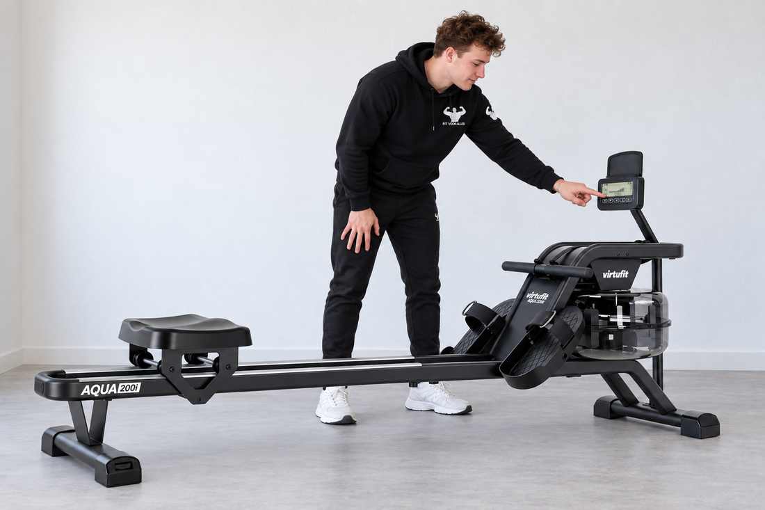 Casper bekijkt de bediening van de VirtuFit Water Resistance AQUA200i