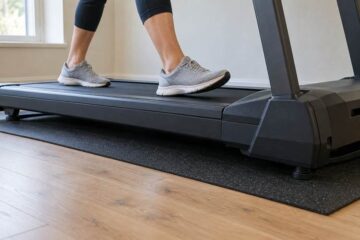 Loopband op een rubberen vloermat